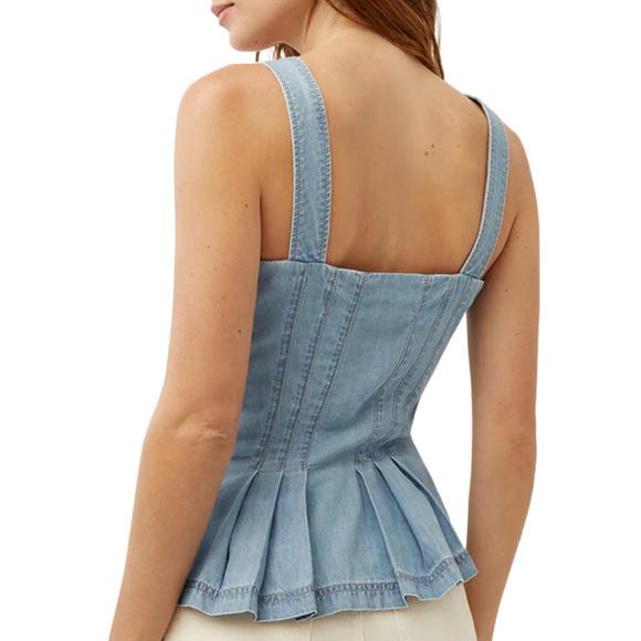 NEW VERONICA BEARD laura denim top in cold water - Picture 3 of 4